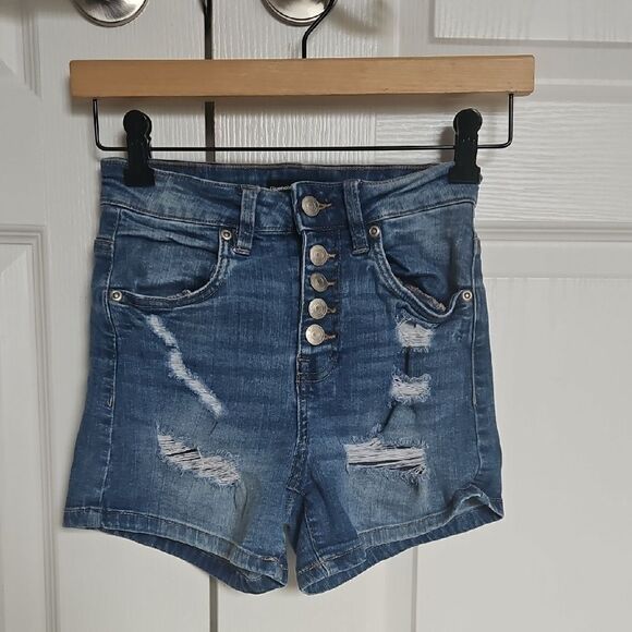 Denim Distressed Women's Shorts - Picture 1 of 16